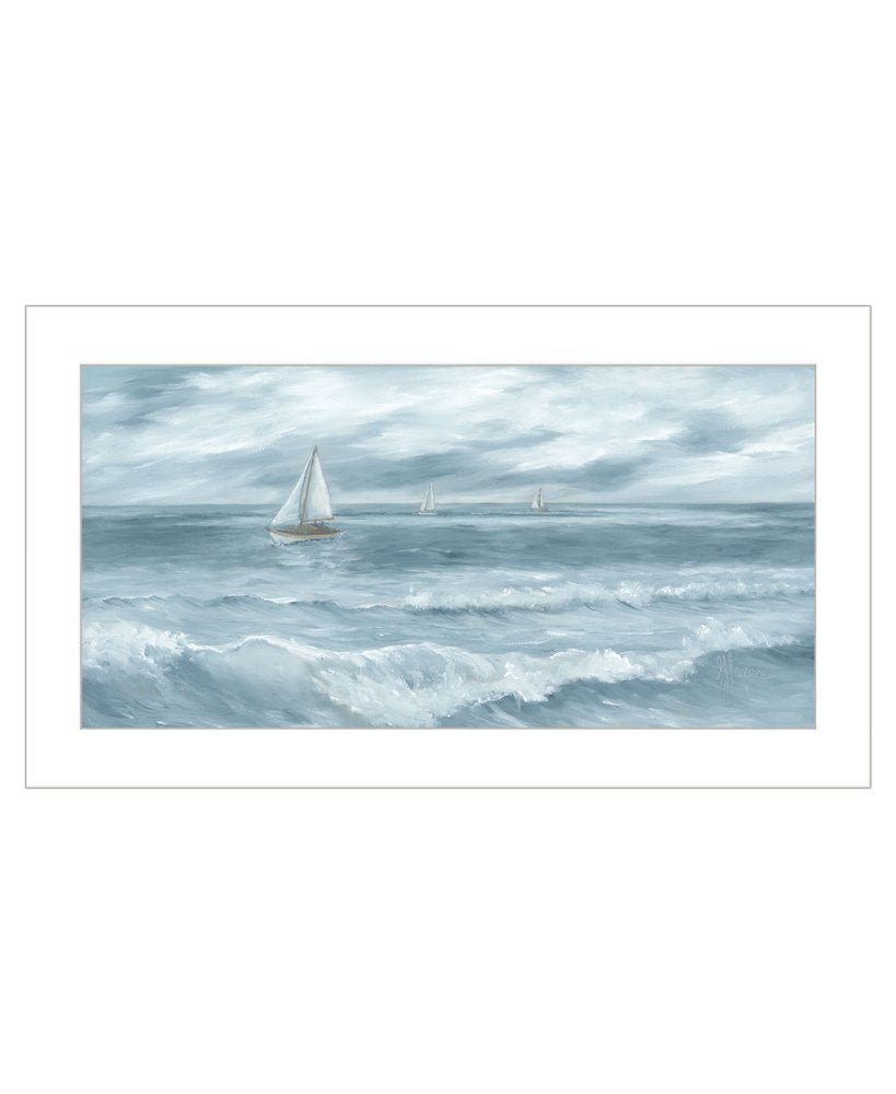 15" x 27" Sailboat White Framed Print Wall Art — view 1
