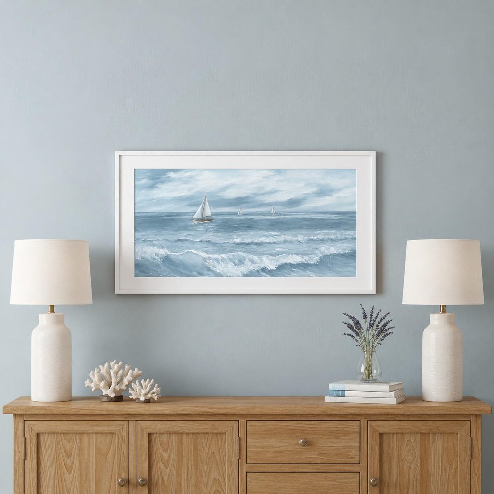 15" x 27" Sailboat White Framed Print Wall Art — view 5