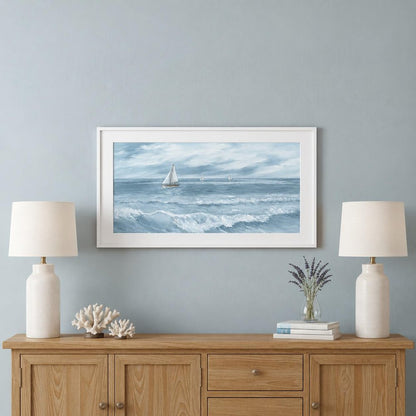 15" x 27" Sailboat White Framed Print Wall Art HomeRoots