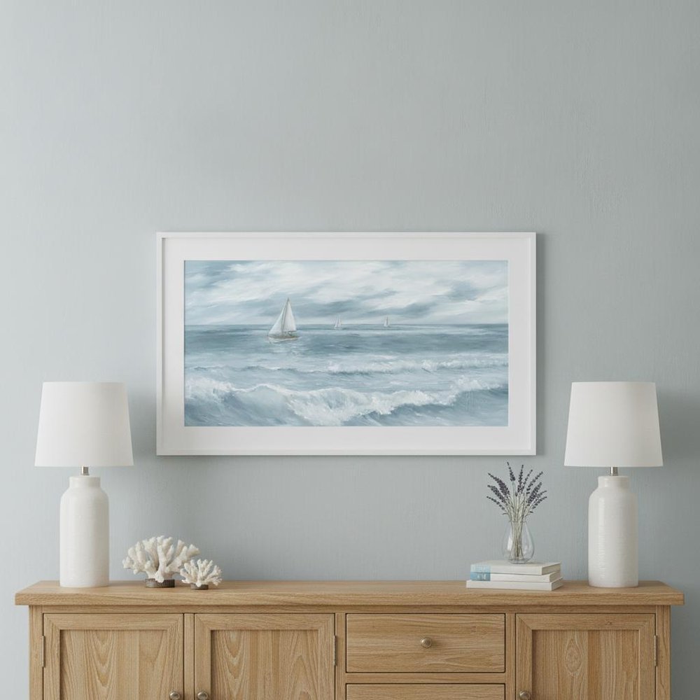 15" x 27" Sailboat White Framed Print Wall Art — view 4