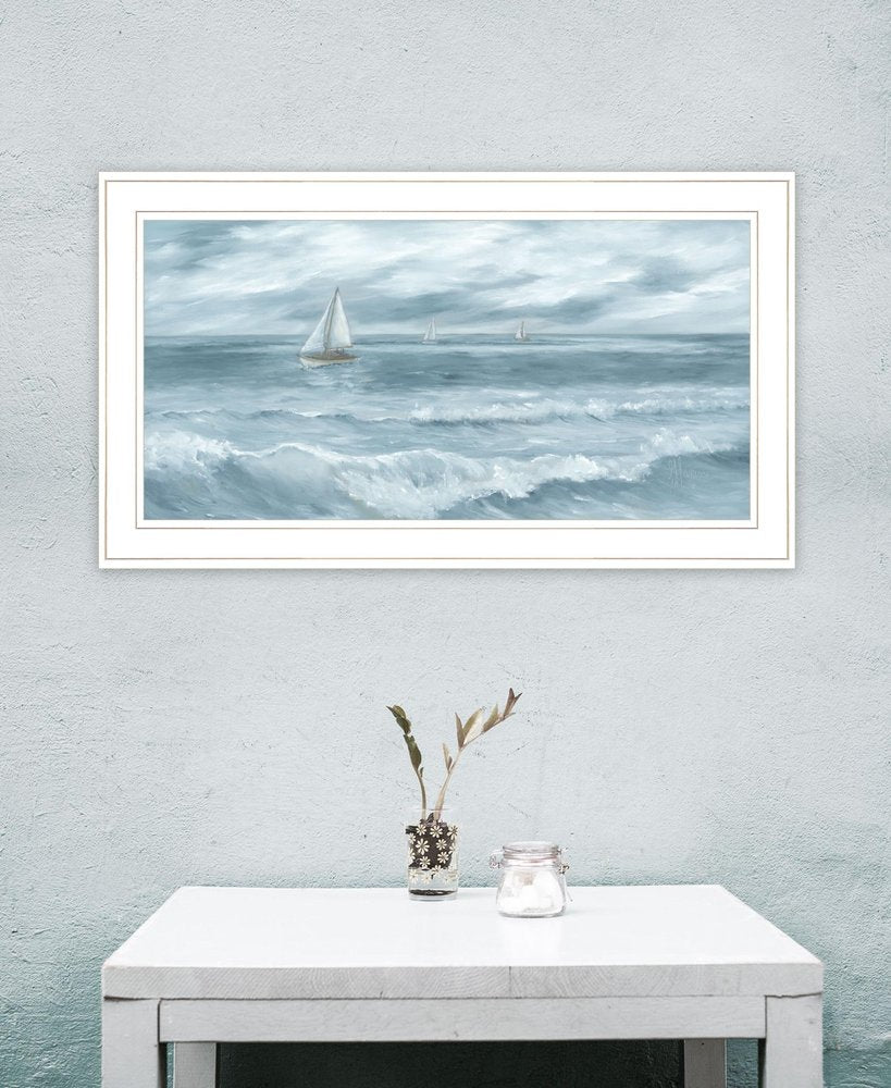 Three Sailboats White Framed Print Wall Art — view 4