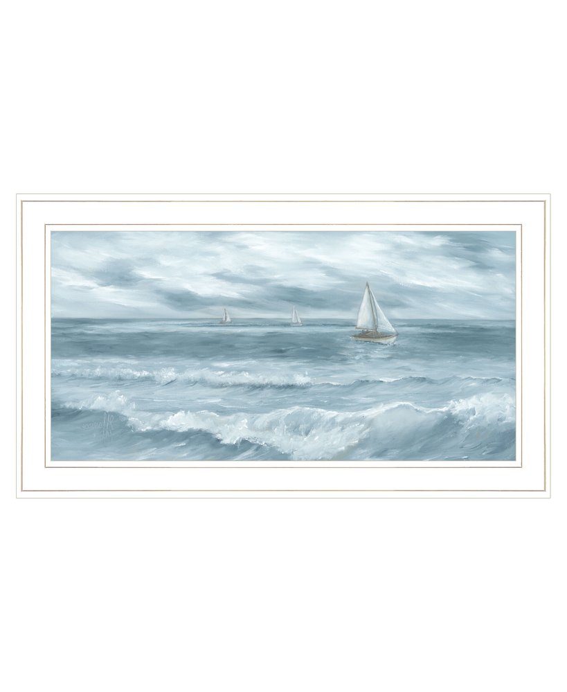 Three Sailboats White Framed Print Wall Art — view 3