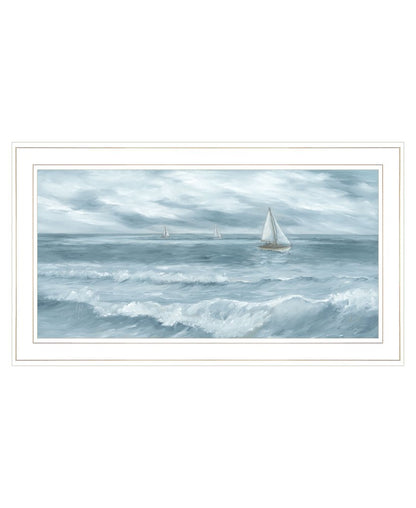 Three Sailboats White Framed Print Wall Art HomeRoots