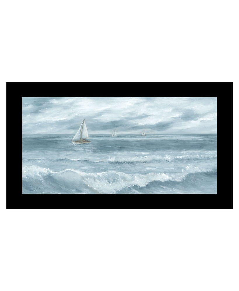 Three Sailboats White Framed Print Wall Art HomeRoots