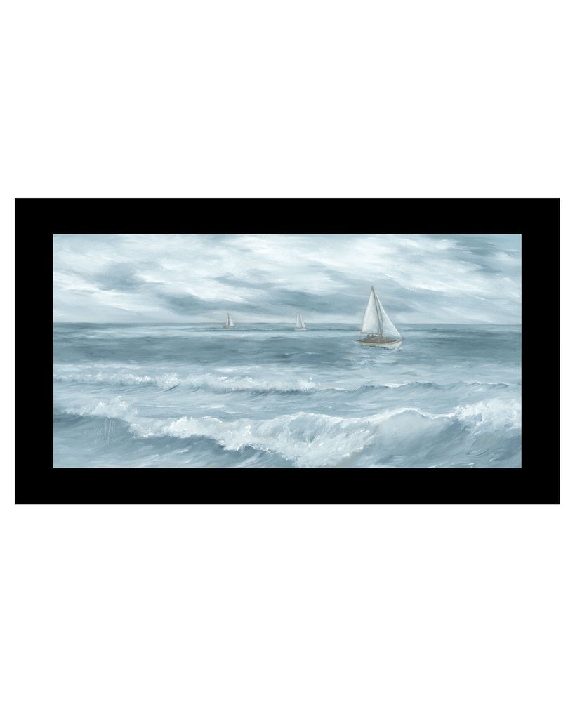 Three Sailboats White Framed Print Wall Art HomeRoots