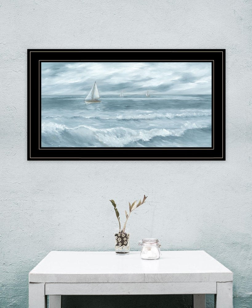 Three Sailboats Black Framed Print Wall Art HomeRoots