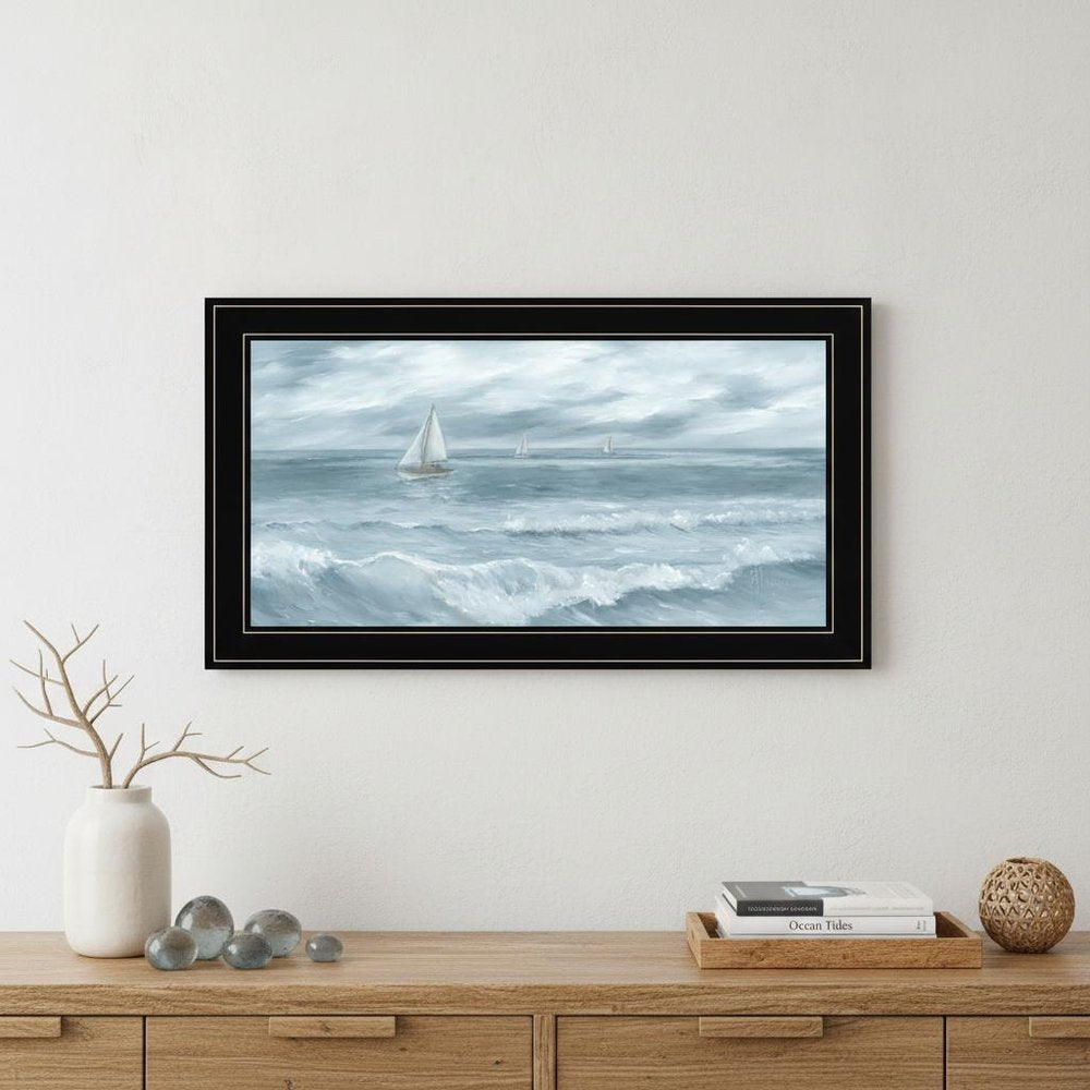 Three Sailboats Black Framed Print Wall Art HomeRoots
