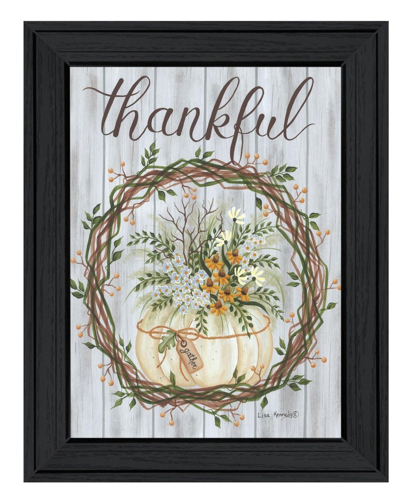 Thankful Wreath Black Framed Print Wall Art HomeRoots