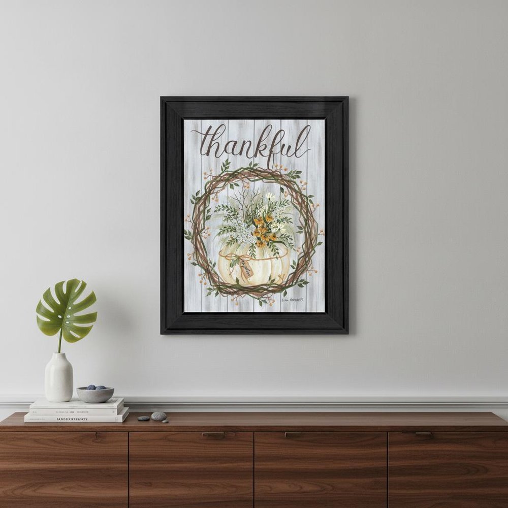 Thankful Wreath Black Framed Print Wall Art HomeRoots