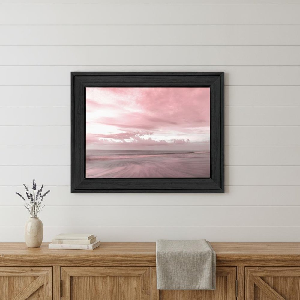 Pink Beach Emotions Black Framed Print Wall Art — view 5