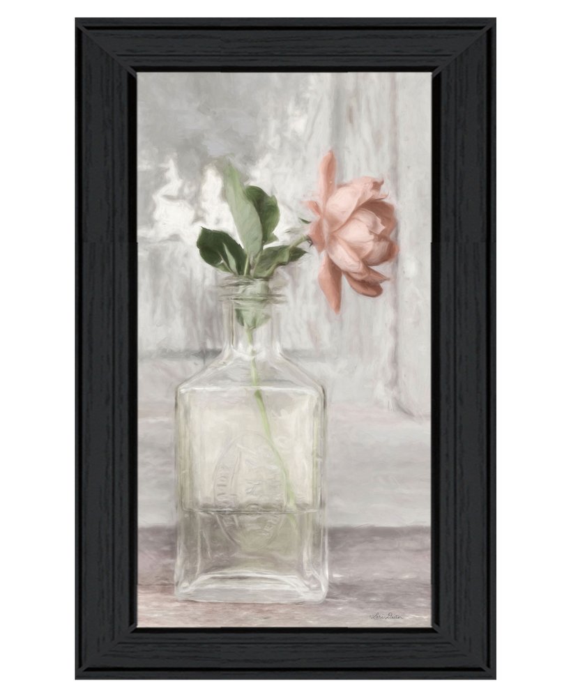 Cottage Peach Rose Black Framed Wall Art HomeRoots