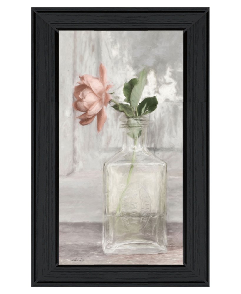 Cottage Peach Rose Black Framed Wall Art HomeRoots