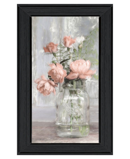 Cottage Peach Roses Black Framed Print Wall Art HomeRoots