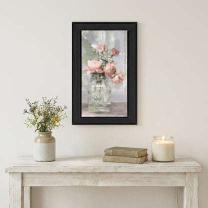 Cottage Peach Roses Black Framed Print Wall Art HomeRoots
