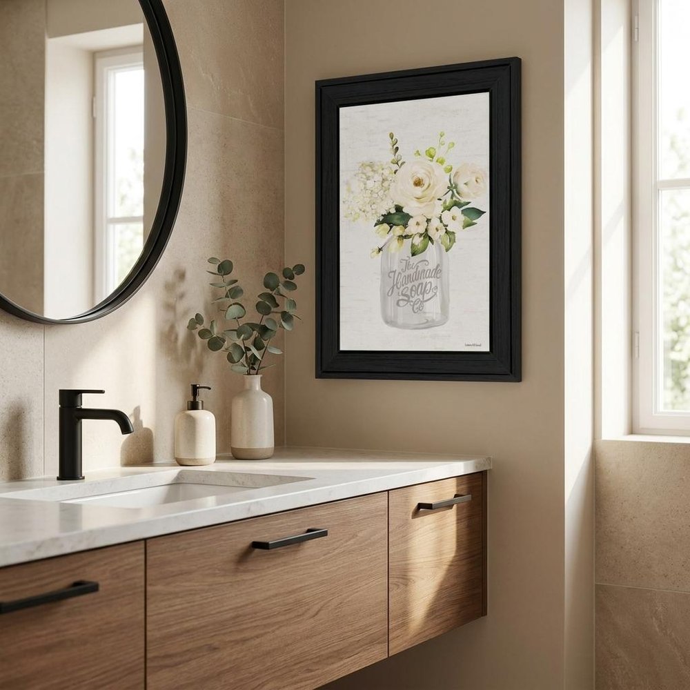 Bathroom Flower Ja Black Framed Print Bathroom Wall Art HomeRoots