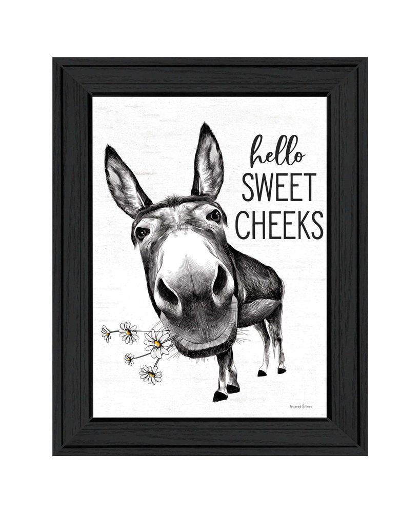 Hello Sweet Cheeks Donkey Black Framed Print Bathroom Wall Art HomeRoots