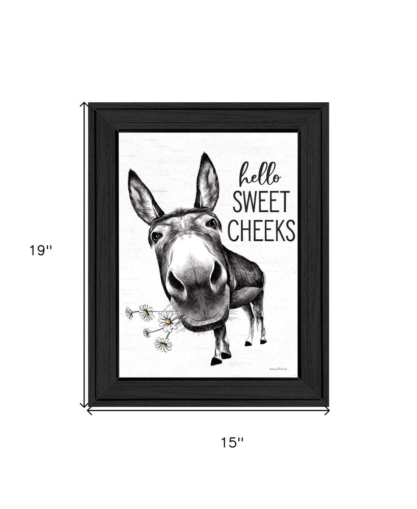 Hello Sweet Cheeks Donkey Black Framed Print Bathroom Wall Art HomeRoots