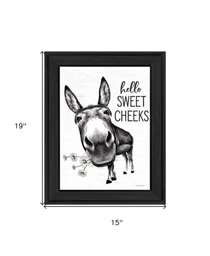 Hello Sweet Cheeks Donkey Black Framed Print Bathroom Wall Art HomeRoots