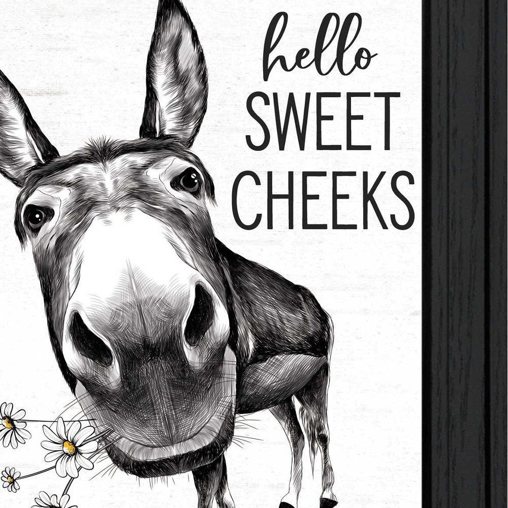 Hello Sweet Cheeks Donkey Black Framed Print Bathroom Wall Art — view 3