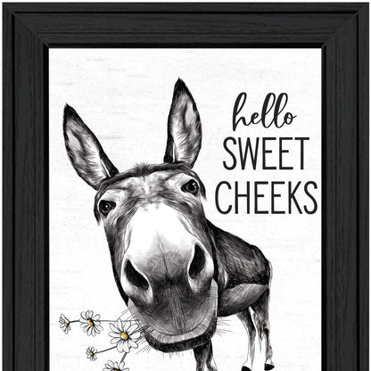 Hello Sweet Cheeks Donkey Black Framed Print Bathroom Wall Art HomeRoots