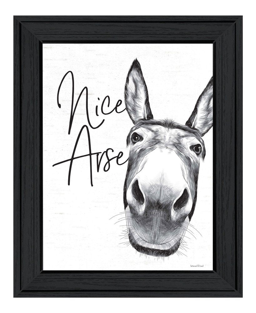 Nice Donkey Black Framed Print Bathroom Wall Art — view 1