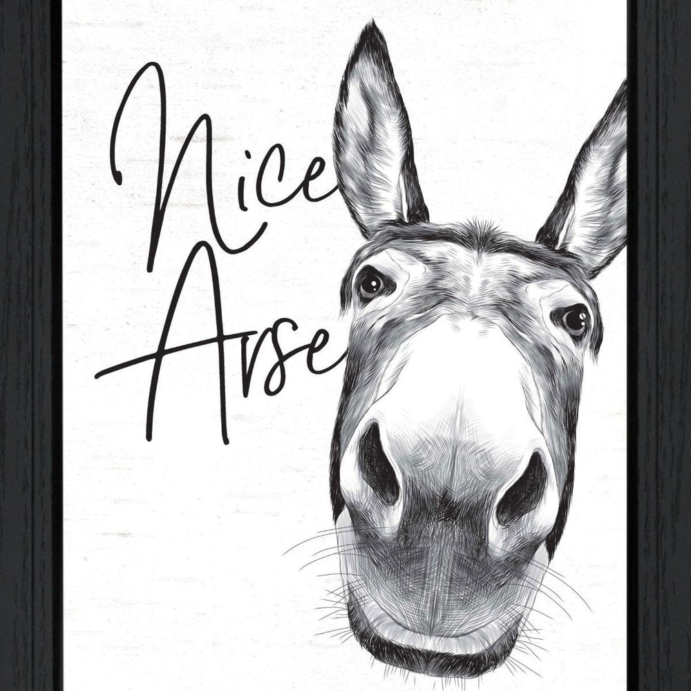 Nice Donkey Black Framed Print Bathroom Wall Art — view 5