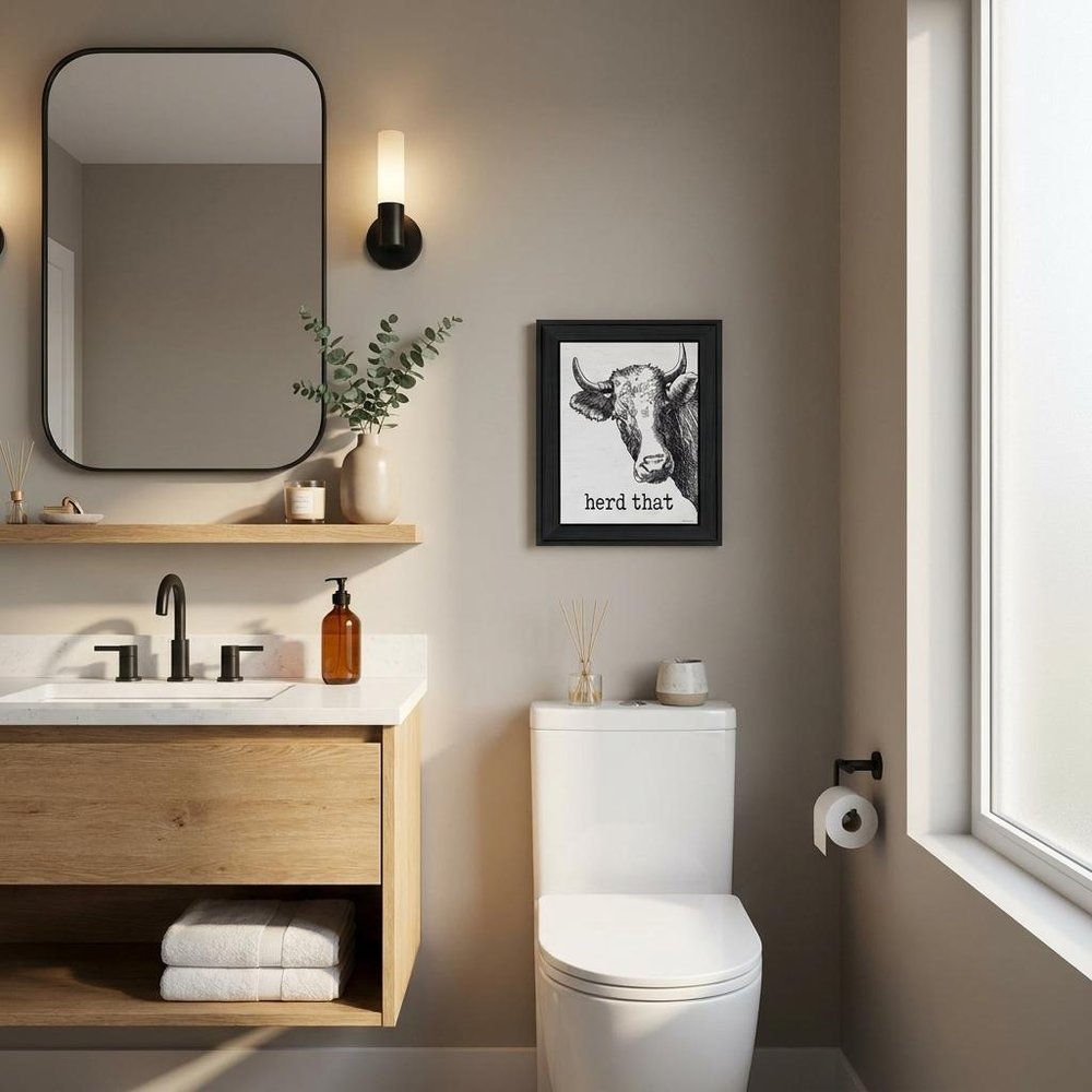 Herd That Black Framed Print Bathroom Wall Art HomeRoots