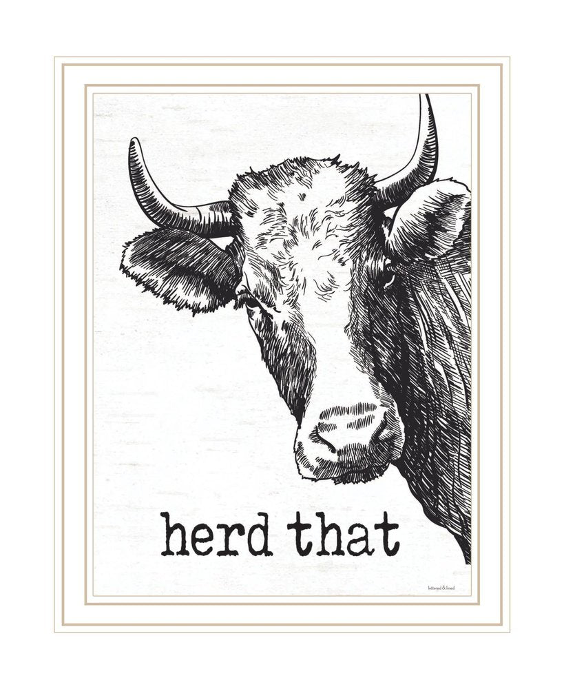 Herd That White Framed Print Bathroom Wall Art — view 2