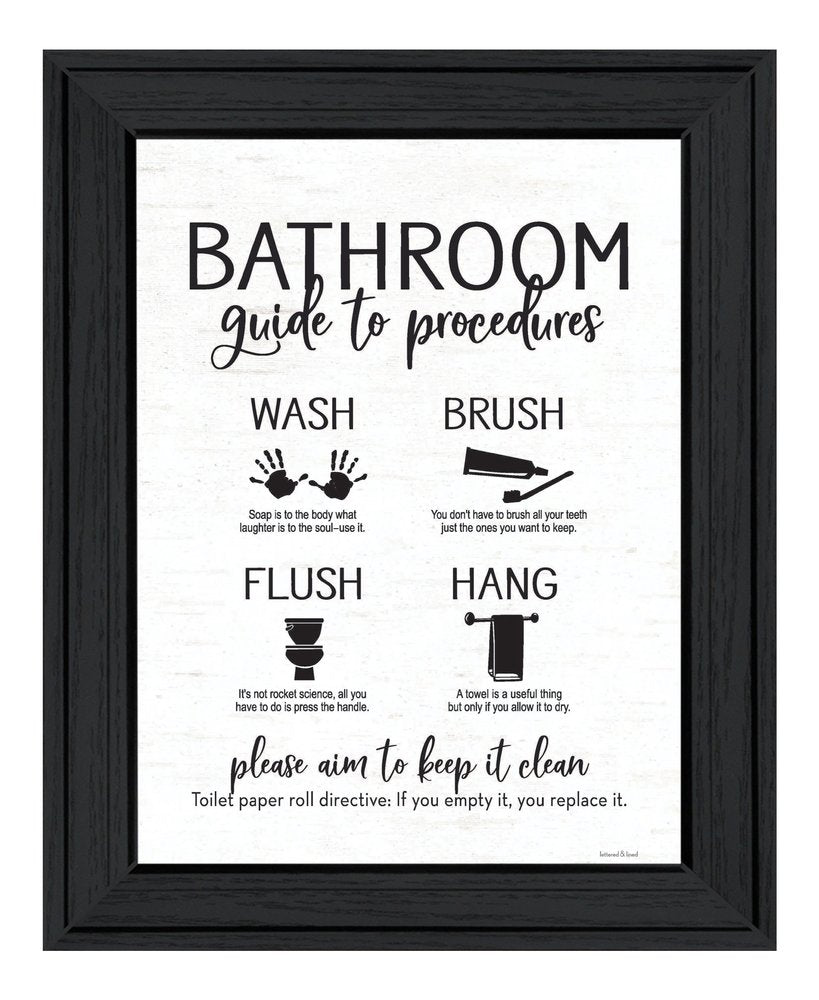 Bathroom Guide Black Framed Print Bathroom Wall Art HomeRoots