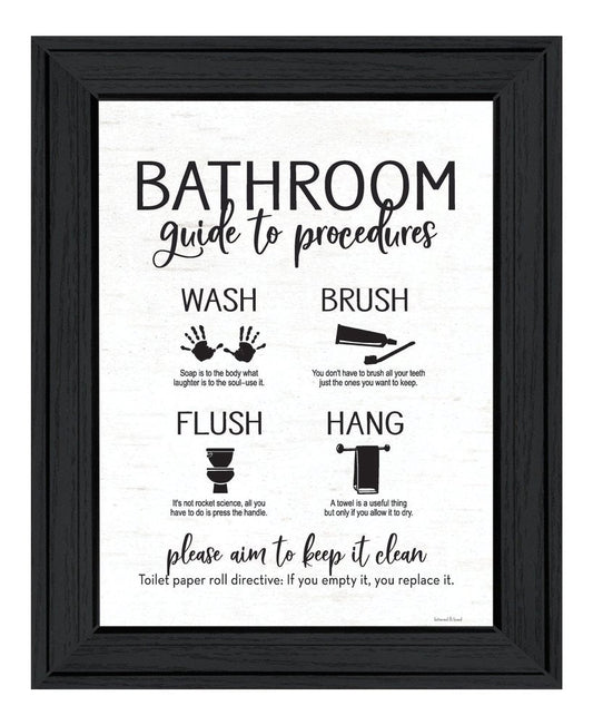 Bathroom Guide Black Framed Print Bathroom Wall Art