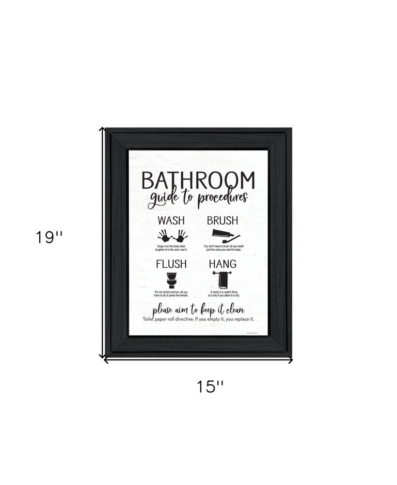 Bathroom Guide Black Framed Print Bathroom Wall Art — view 2
