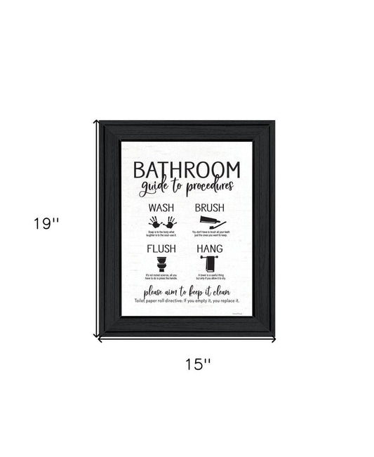Bathroom Guide Black Framed Print Bathroom Wall Art