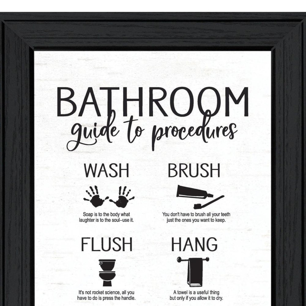 Bathroom Guide Black Framed Print Bathroom Wall Art — view 4