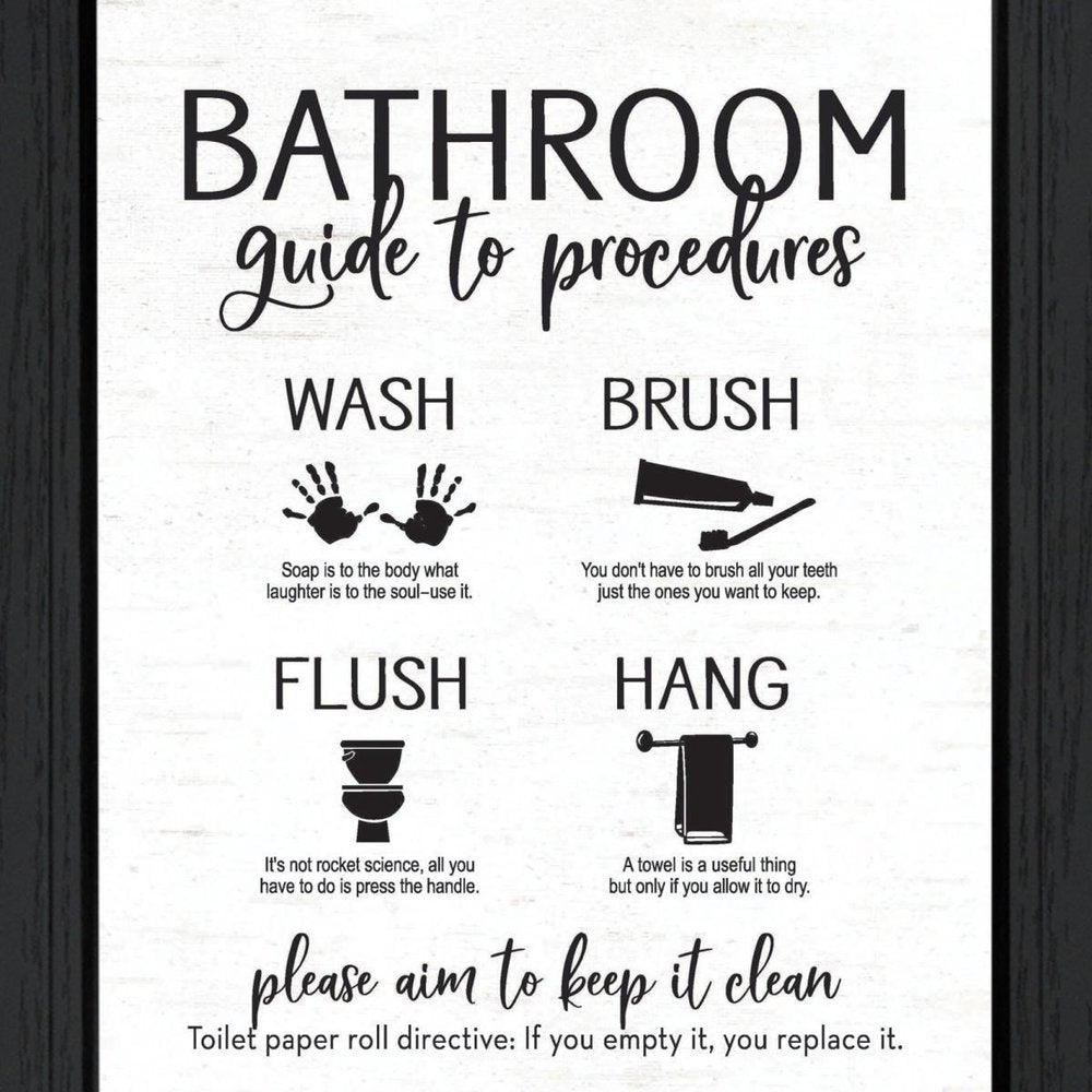 Bathroom Guide Black Framed Print Bathroom Wall Art — view 5