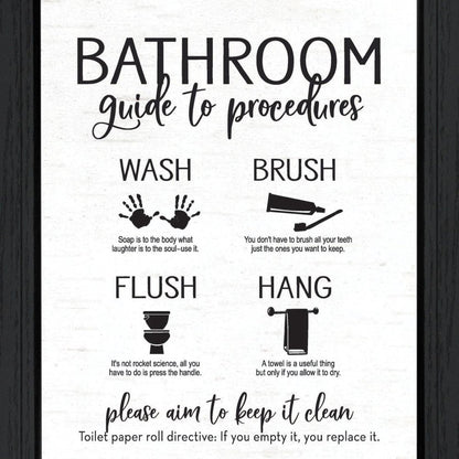 Bathroom Guide Black Framed Print Bathroom Wall Art HomeRoots