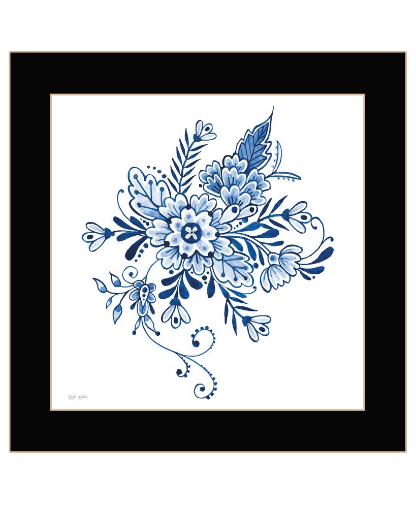 Floral Calligraphy Sketches Black Framed Print Wall Art — view 3