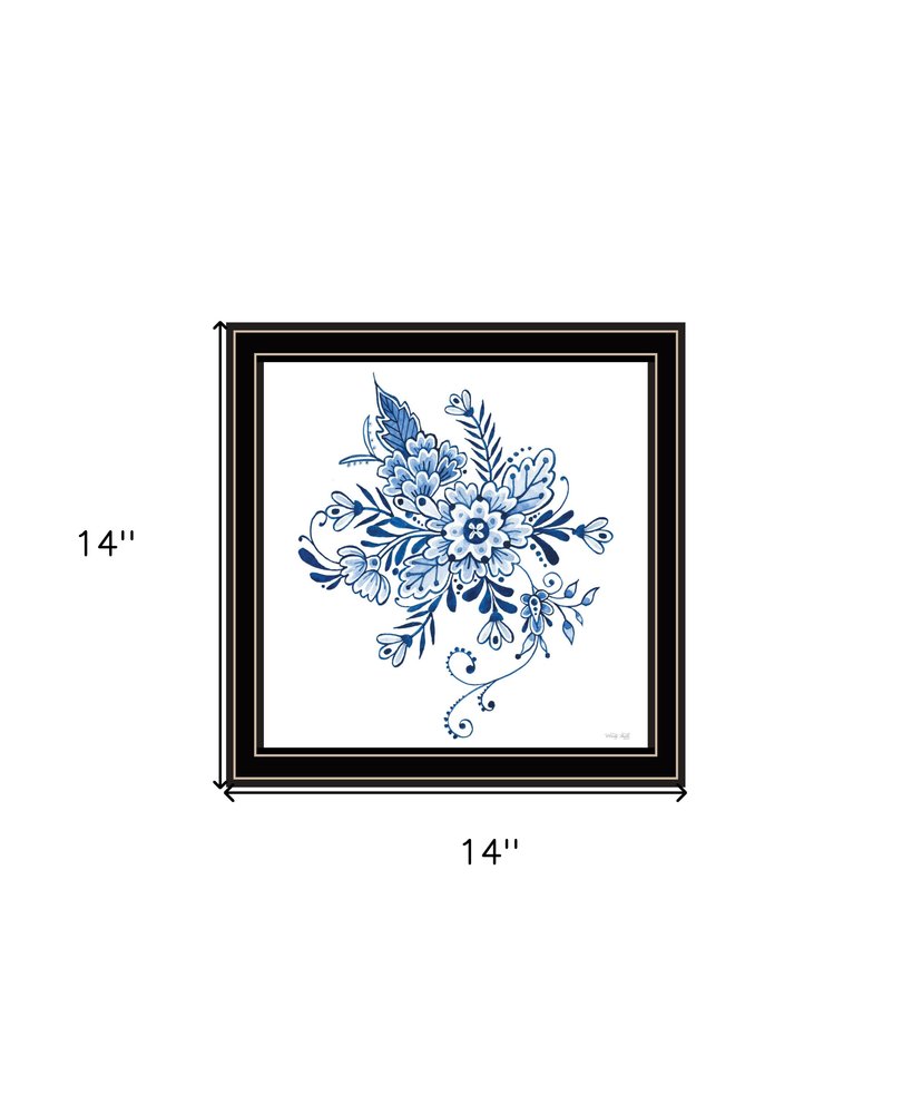 Floral Calligraphy Sketches Black Framed Print Wall Art — view 4