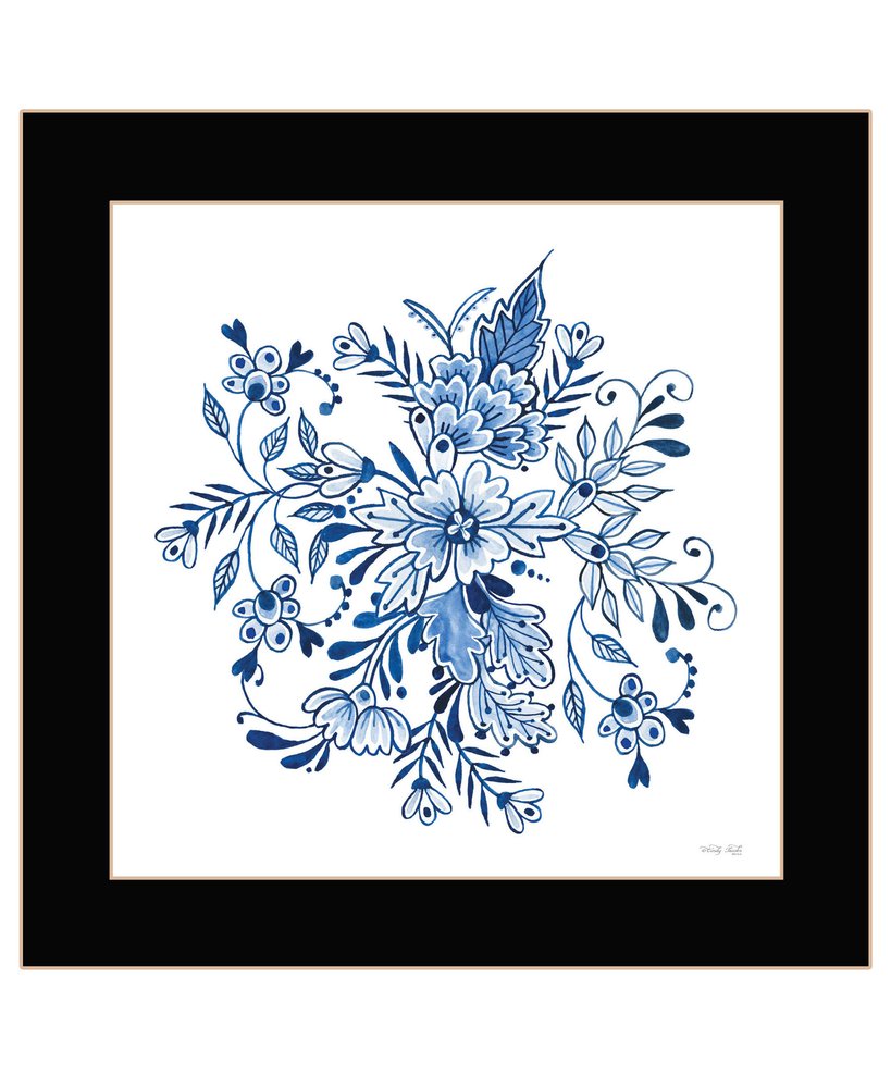 Floral Calligraphy Sketches Black Framed Print Wall Art — view 1