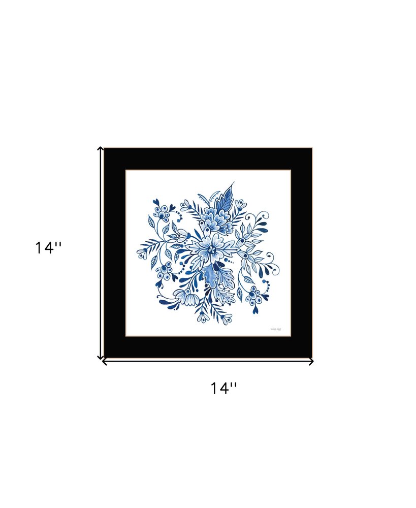 Floral Calligraphy Sketches Black Framed Print Wall Art — view 2