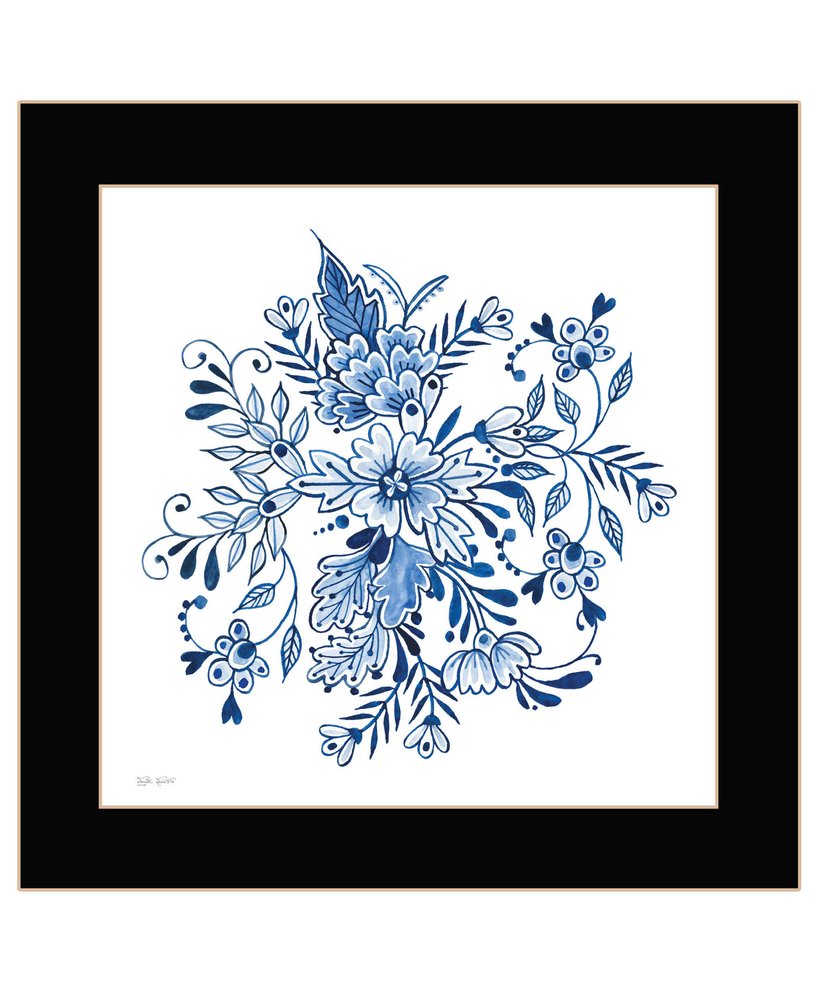 Floral Calligraphy Sketches Black Framed Print Wall Art — view 3