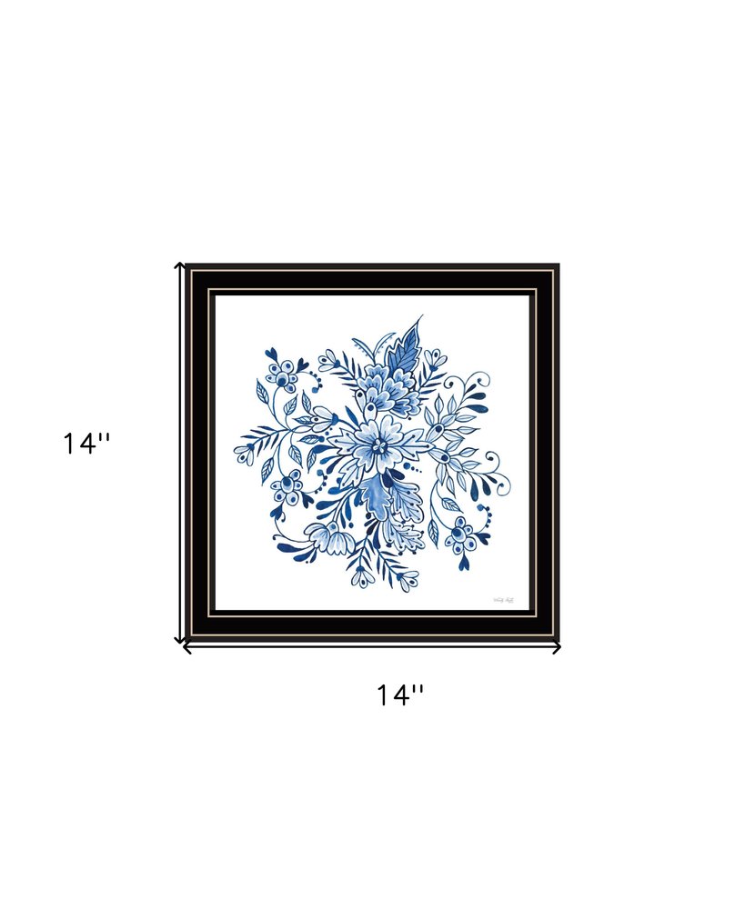 Floral Calligraphy Sketches Black Framed Print Wall Art — view 4