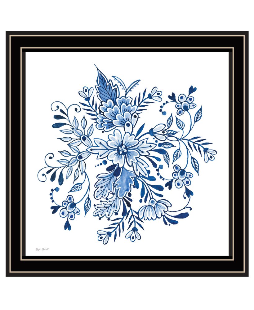 Floral Calligraphy Sketches Black Framed Print Wall Art — view 3