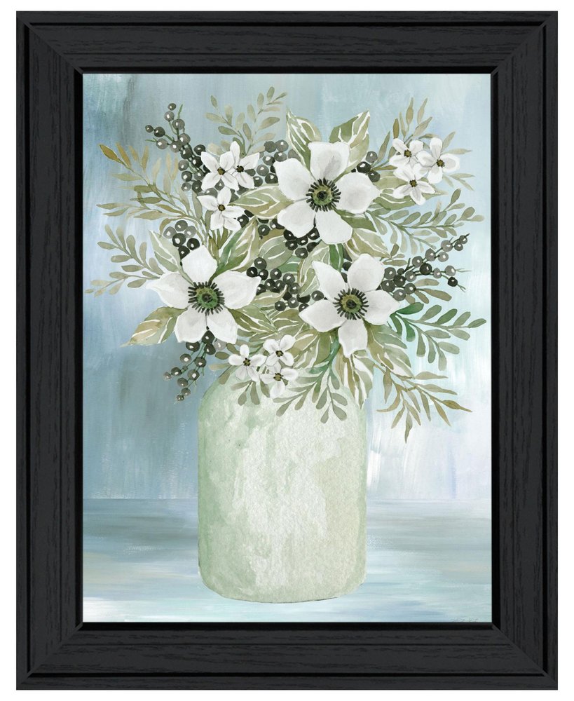 White Blooms Black Framed Print Wall Art HomeRoots