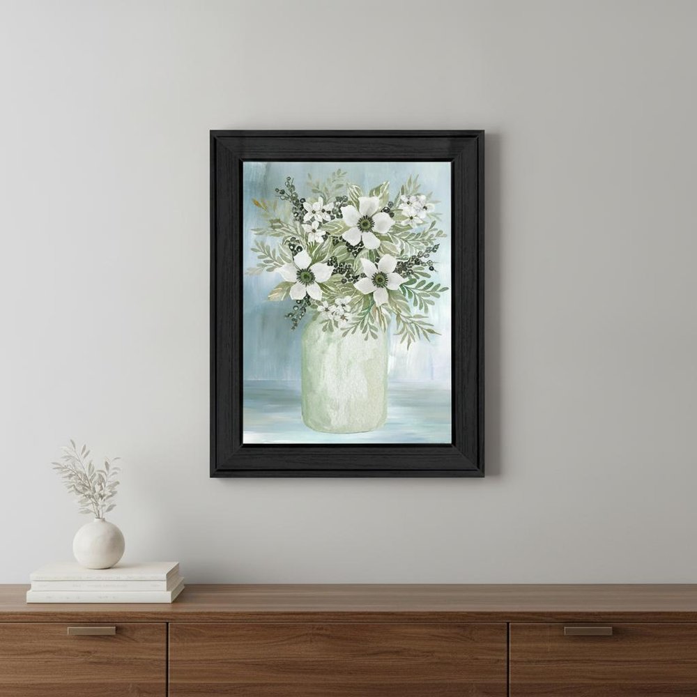 White Blooms Black Framed Print Wall Art — view 4