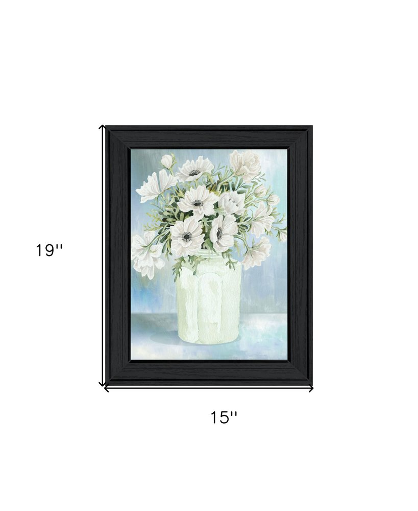 White Blooms Black Framed Print Wall Art — view 2