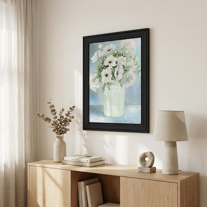 White Blooms Black Framed Print Wall Art HomeRoots