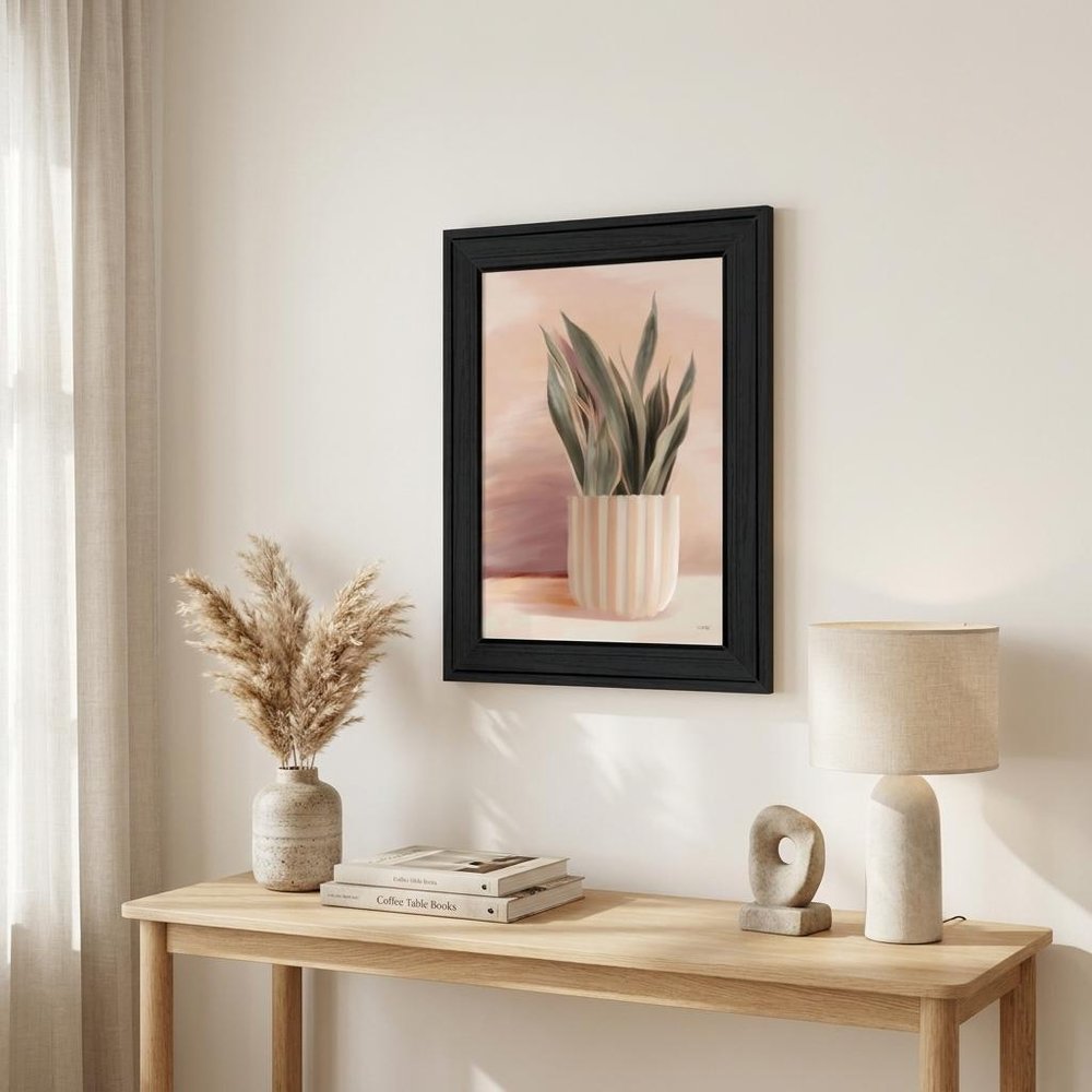 Striped Bohemian Plant Black Framed Print Wall Art HomeRoots