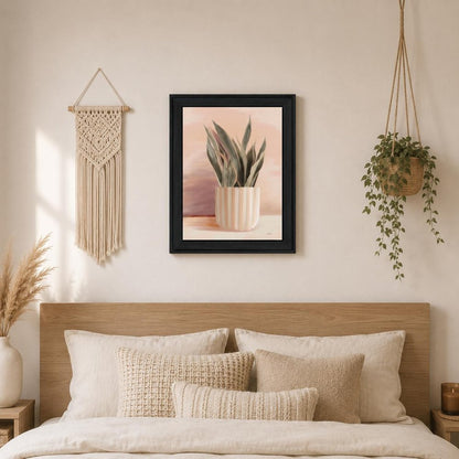 Striped Bohemian Plant Black Framed Print Wall Art HomeRoots