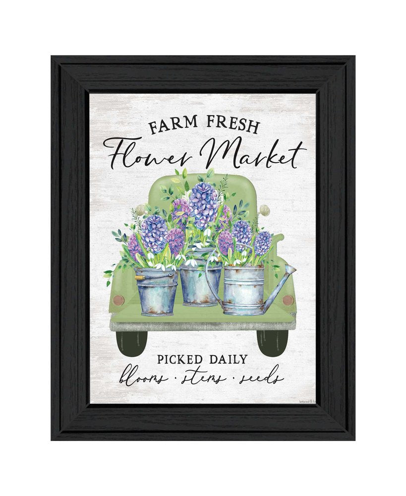Flower Market Hyacinths Black Framed Print Wall Art — view 1
