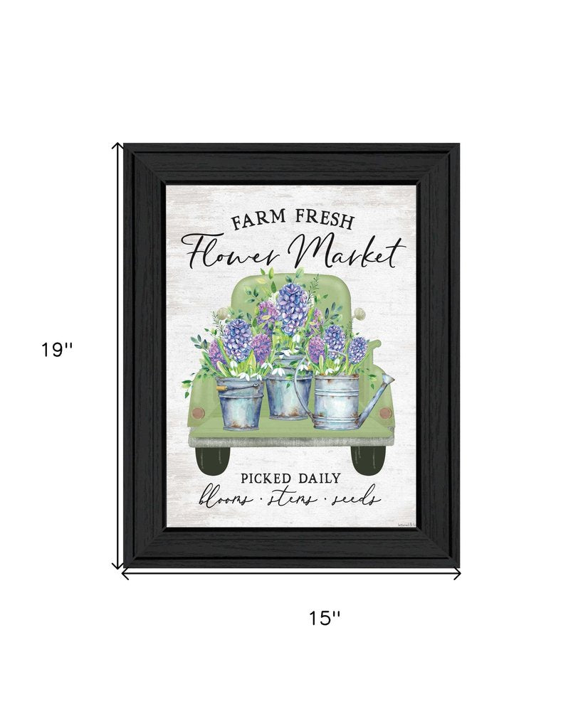 Flower Market Hyacinths Black Framed Print Wall Art — view 2